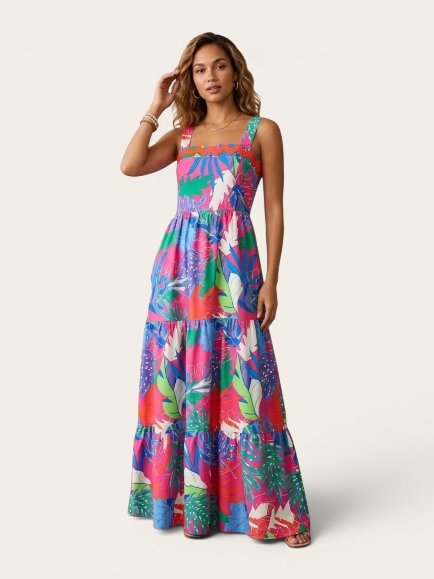 Umgee Floral Ricrac Maxi Dress | Size Small - Nwt